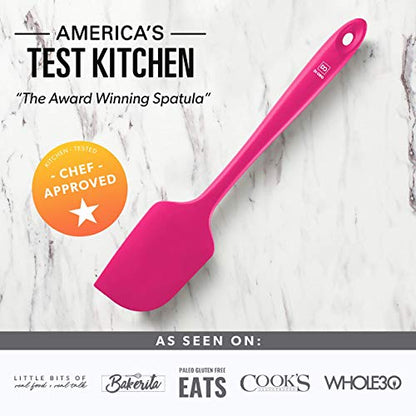 DI ORO Silicone Spatula Set - 600F Heat Resistant, 3-Pc Magenta | Rubber scraper won't scratch nonstick pans; For baking, cooking, mixing, and frosting; BPA-free and dishwasher safe - color: Magenta