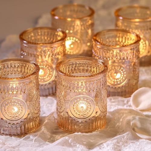 Lanttu 12 Pcs Gold Votive Candle Holder 2"x2.56" Tea Lights Candle Holders | for Wedding Table Centerpieces, Birthday Parties and Home Decor - color: Gold