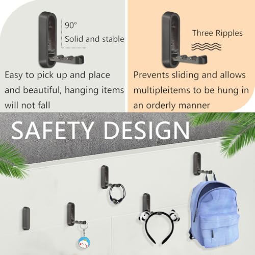 4PCS Folding Coat Hooks, Flip Down Hook, Foldable Gold Hook Wall, Heavy Duty Invisible Folding Hooks for Hanging Coats, Bags, Hats, Cooking Utensil, Bathrobes, Keys (Black) - color: Black, size: 4 Hooks