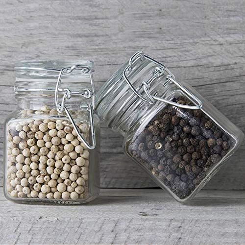 SPANLA Spice Jars, 24 Pack 4oz Small Glass Jars Spice Jars Herb Jars | Spice Herb Jars with Airtight Hinged Lids, 4oz Glass Jar with Labels Silicone Funnel Ideal for Spice Herbs Art Craft Storage - color: 24 Pack