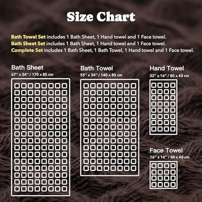 Luxury Organic Japanese Cotton Waffle Bath Towel | Thick, Absorbent, Quick Dry Bathroom Towels for Shower, Sauna, Onsen| Hotel & Spa Quality, Gift-Ready (Dark Cocoa, Complete Set (4-Piece)) - color: Dark Cocoa, style: Bath Complete Towel Set (4-piece)