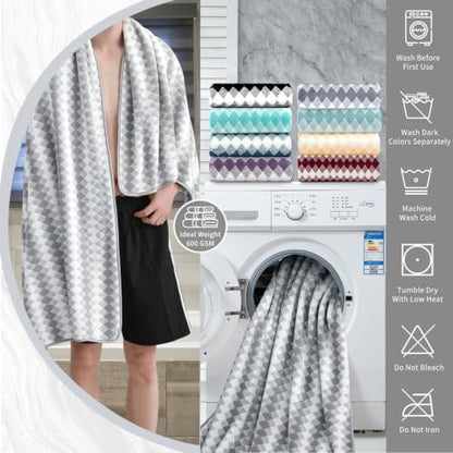 Bath Towel Set Gray 4Pack-35x70 Towel,600GSM Ultra Soft Microfibers Bathroom Towel Set Extra Large Plush Bath Sheet Towel,Highly Absorbent Quick Dry Oversized Towels Spa Hotel Luxury Shower Towels - color: Diamond Gray, size: 4 Piece Bath Towel Set