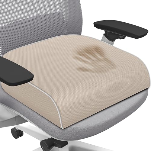 SweetSlubr Seat Cushion, Chair Pad, Memory Foam Tailbone Pain Relief | Office Chair Cushion for Tailbone Pain Relief, Non-Slip Cover, Soft Support for Office Chair, Car Seat, Airplane,Large/Beige - color: Beige, size: Large