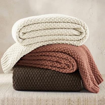 EVERGRACEHOME Chunky Chenille Knit Throw Blanket, 108x92, Cocoa Brown | Sculpted Moss Stitch, Chic Modern Farmhouse, All-Season Warmth, OEKO-TEX® Certified, Oversized King for Couch, Bed, Sofa - color: Cocoa Brown, size: 108" X 92"