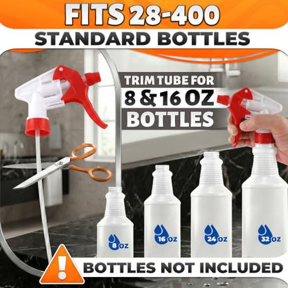 Spray Bottle Nozzle Replacement 12 Pack, Fits 8-32oz Bottles (Red) | Replacement Trigger Sprayer Heads for Bottles; Fits 28-400 Thread, Trim-to-Fit Tube; for Cleaning, Garden & Pet Carefor - color: 12 Pcs Red