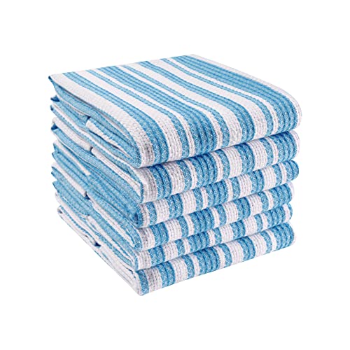 LFH Home Soft Cotton Dish Towels Premium Absorbent Kitchen Towels for Cleaning Drying and Wiping Counters Decorative Tea Towels Stylish and Fade Resistant Drying Dishes Easy to wash 18x28-Light Blue - color: Light Blue, size: 18x28 - Pin Stripe