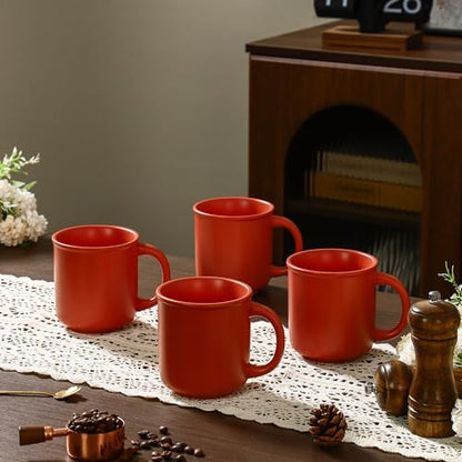 GZG 18 oz Coffee Mugs, Set of 4, Terracotta Blush | Modern Ceramic Coffee Cups with Handle, Large for Tea, Latte, Milk, Cocoa, Rustic Matte Glaze, Microwave & Dishwasher Safe - color: Terracotta Blush, size: 4 pcs Mug Set