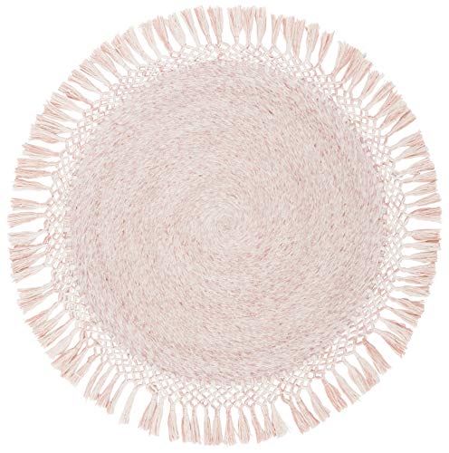 SAFAVIEH Sahara Collection 4' Round Pink SAH490U Handmade Boho Tassel Area Rug - color: Pink, size: 4' (Round)