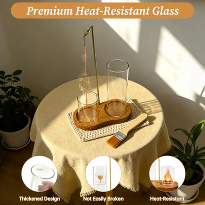 Wood Incense Holder with Glass Ash Catcher for Stick Incense | Wood And Glass, Vertical Design, Clean Ash Collection, Fits Incense Sticks, Home Yoga Meditation