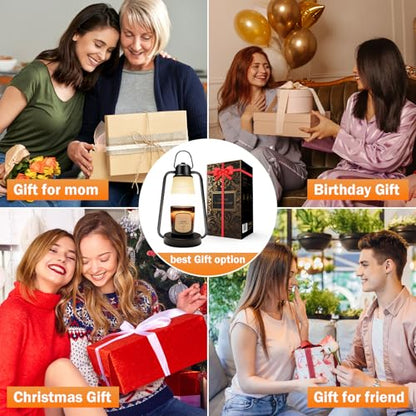 Candle Warmer Lamp with Timer and Dimmer for Scented Jar Candles | Metal candle warmer with 4 brightness levels, 2/4/8-hour timer and one 50W bulb for bedrooms, offices and living rooms - color: Candle Warmer Lamp
