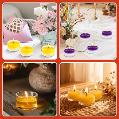 36 Pack Clear Glass Tealight Candle Holders for 1.5" Tealights | 1.8" wide x 1" high size; smooth glow; bulk decor for wedding centerpieces, party tables, romantic dinners & DIY