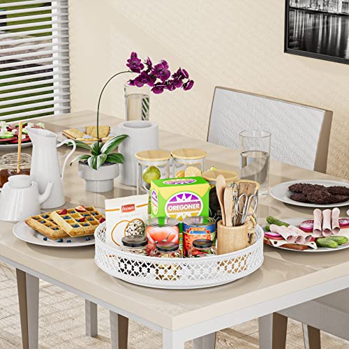 Ovicar Lazy Susan Turntable Organizer - 13 inch Rotating Spice Rack Metal Lazy Susan for Cabinet Pantry Kitchen Countertop Dining Table Cupboard Bathroom Vanity Refrigerator White - color: 13 Inch White