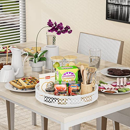 Ovicar Lazy Susan Turntable Organizer - 13 inch Rotating Spice Rack Metal Lazy Susan for Cabinet Pantry Kitchen Countertop Dining Table Cupboard Bathroom Vanity Refrigerator White - color: 13 Inch White