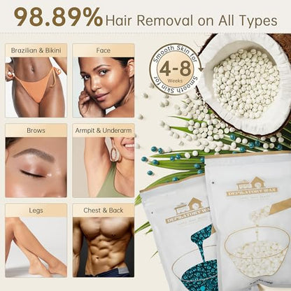 Lifestance L3 Waxing Kit for Women & Men - White - Digital Wax Pot | 400g Wax Beads, Silicone Wax Liner & Oil Spray Hair Removal Kit, Professional for Home Brazilian Bikini Face Leg Body - color: Enhanced LCD (White) Kit