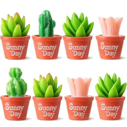 Ripeng Set of 8 Car Dashboard Decorations Mini Artificial Succulent Car Accessories for Women Miniature Pottery Planter Vehicle Interior Decor with Double Sided Tape for Rearview Mirror Dashboard - style: Vibrant