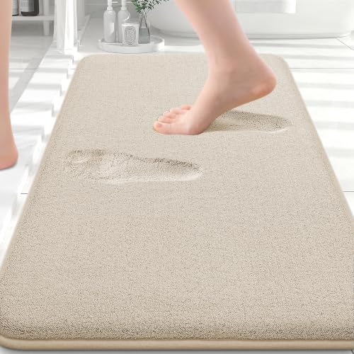 Smiry Memory Foam Bath Mat 30x20, Extra Soft Absorbent Bathroom Rugs | Beige Quick Dry, Machine Washable Bath Mats for Bathroom, Shower, Tub and Home Decor Accessories - color: Beige, size: 30'' X 20''