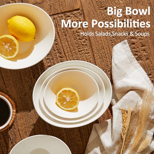 Teocera 6 Inch Ceramic Breakfast Bowls Set of 6, 10 Ounce Small Yogurt Bowls for Salad, Soup, Dessert, Microwave & Dishwasher Safe - White - color: White, size: 10 Ounce