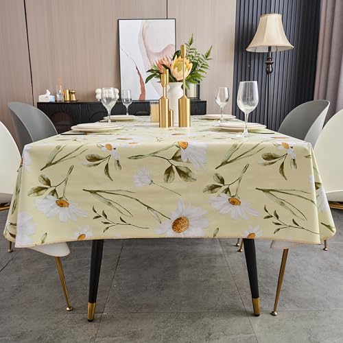 Pioggia Vinyl Tablecloth with Flannel Backing - Waterproof, Oil-Proof, Easy to Clean -Plastic Table Cloth - Perfect for Dining Tables, Kitchen Tables, Parties (Flowers Pattern, 54×54 Inch Square) - color: Flowers Pattern, size: 54" x 54" (Square)