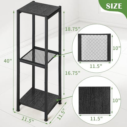 Dipion 3 Tier Pedestal Stand,40 Inch Extra Tall Plant Stand Indoor,Black | Eye-Catching,Rock-Solid Stability,Adjustable Feet,0.8x0.8"Metal Square Tube,Wood Board thickness 0.6",Weight Capacity 120 lbs