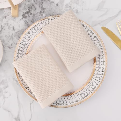 Homaxy 100% Cotton Waffle Weave Dish Cloths, 8 Pack, Beige | Soft and Absorbent Dish Towels, 12 x 12 Inches Quick Dry Dish Rags - color: Begie, size: 12 x 12 - 8 Pack
