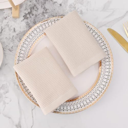 Homaxy 100% Cotton Waffle Weave Dish Cloths, 6 Pack, Beige | Soft and Absorbent Dish Towels, 12 x 12 Inches Quick Dry Dish Rags - color: Begie, size: 12 x 12 - 6 Pack