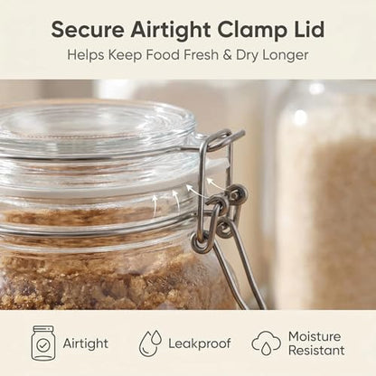 78oz Large Square Airtight Glass Jars with Lids, Wide Mouth Food Storage Canisters, Hold 4lb Sugar or 5lb Rice, Heavy Duty Pantry Containers for Flour, Coffee, Bulk Storage - size: 78 fl oz x 3 - Square
