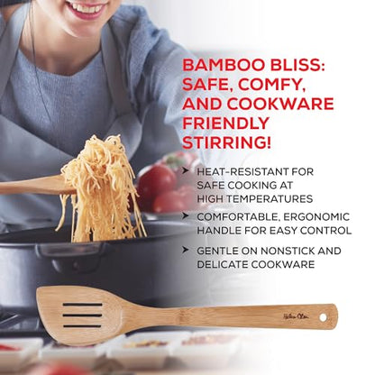 Helen’s Asian Kitchen Slotted Spatula, Natural Bamboo, 13-Inch - size: 13-Inch, Slotted Spatula
