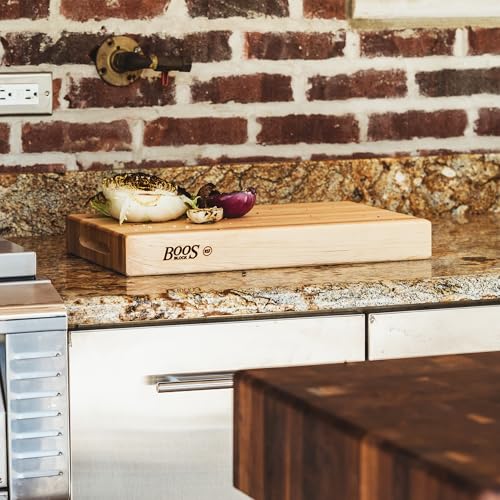 John Boos RA-Board Series Rectangular Wooden Maple Cutting Board 30”x23.25” – 2.25” Thick, 42-lb Reversible Butcher Block with Edge-Grain & Finger Grips – Made in the USA - color: Maple, size: 30"L x 23.3"W