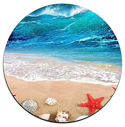 Waves and Shells Round Coaster Set - Made of Recycled Rubber - Set of 4 - color: Waves and Shells