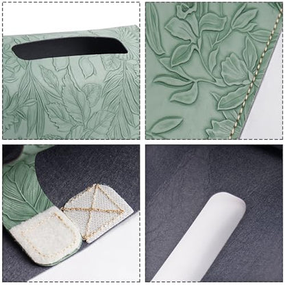 Leather Cover for Disposable Paper Hand Towel Box, Compatible with Kleenex Paper Hand Towel(1-Carved Dark Green) - color: 1-carved Dark Green