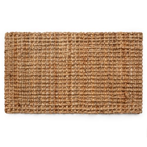 17.5x30 Jute Door Mat with Heavy-Duty Backing - Ideal for Outdoor or Indoor Uses - Non-Slip Welcome Mats for Entryway or Porch - Easy to Clean Front Door Mat - Natural Brown - color: Jute