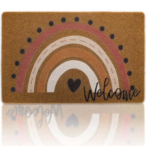 Rainbow Welcome Doormat Boho Rainbow Indoor Outdoor Entryway Doormats Non-Slip Backing Rug Neutral Rainbow Housewarming Wedding Gifts 17X30 Inches - color: Boho Rainbow