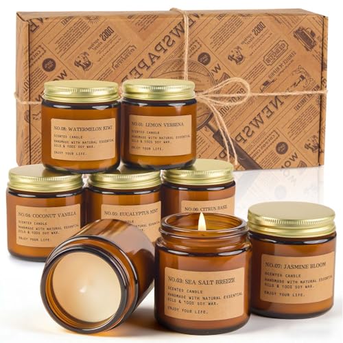 8 Pack Scented Candles for Home,Long Lasting Soy Wax Candle Gift Set | Aromatherapy Candle Gifts for Womens Birthday Anniversary Present - color: Spring & Summer Set