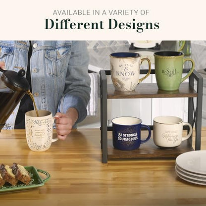 Christian Art Gifts Sage Green Stoneware Coffee Mug – 13 oz. Microwave and Dishwasher-safe Lead-free Inspirational Scripture Coffee and Tea Mug for Men & Women with Bible Verse: Be Still – Psalm 46:10 - color: Green