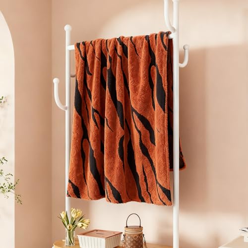 Zebra Printed Throw Blanket-Cozy Soft Lightweight Fuzzy Throw Blanket for Sofa, Couch, Bed & Chair,Rust Red and Black, 50" x 70" - color: Rust Red and Black