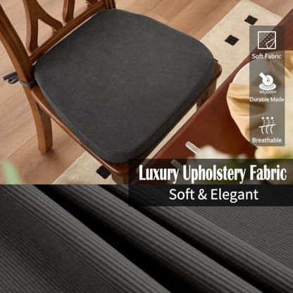 Dining Chair Cushions, Dark Gray, 17"x16", Set of 2 | 2'' Thick Cooling Gel High-Density Foam, Ties and Non-Slip Bottom, Removable Washable Cover, For Dining and Kitchen - color: Dark Gray, size: 2 Count (Pack of 1)