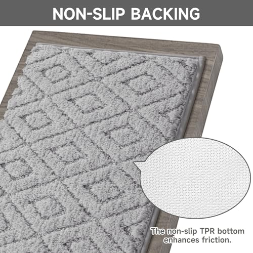 Bsmathom 3 Piece Bathroom Rug Sets, Non Slip Microfiber Bath Mat Light Gray | Plush Water Absorbent Bath Rug Sets with U-Shaped Contour Toilet Mat, Machine Washable Carpet for Bathroom Sink, Shower - color: Light Gray