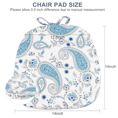 GUEGLSA Outdoor Waterproof Seat Cushions 14x14 inch, Non Slip Metal Chair Pad with Ties, U Shaped Metal Chair Cushion for Kitchen Dining Patio Chair, Set of 2, Blue Paisley - color: Blue Paisley