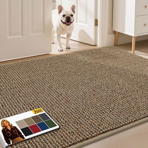JSEI Door Mat for Entrance, TPR Non-Slip Backing, 36"x60", Taupe | Washable Low Profile Doormat for Front Door & Back Door, Absorbent Dirt-Trapping Entryway Rugs for Wet Shoes & Dirty Paws - color: Taupe, size: 36'' X 60''