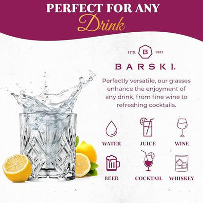 Barski Whiskey Glasses - Double Old Fashioned Rocks Glass - Set of 2 Lowball Tumbler - DOF Crystal Glass Tumblers - For Scotch - Bourbon - Water - Beverage - Drinking Glasses - 10.5 oz, Made in Europe - size: Set of 2 Tumbler 10.5 oz