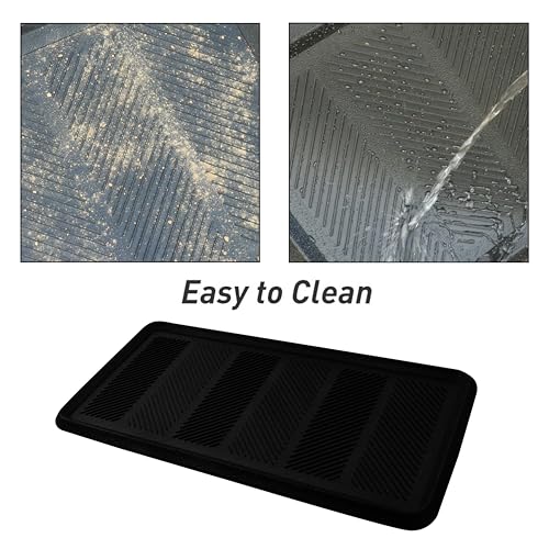 Croft&Cane Rubber Boot Tray - Black 16x32 inch Large Waterproof Shoe Tray | Heavy Duty Big Foot Indoor Outdoor Boot Mat with Raised Edges - Slip Resistant Entryway Garage Pet Feeding Multi-Purpose Mat - size: 1'4" x 2'8" (Rectangular)