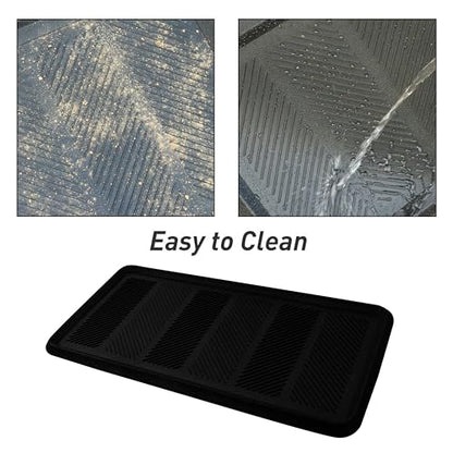 Croft&Cane Rubber Boot Tray - Black 16x32 inch Large Waterproof Shoe Tray | Heavy Duty Big Foot Indoor Outdoor Boot Mat with Raised Edges - Slip Resistant Entryway Garage Pet Feeding Multi-Purpose Mat - size: 1'4" x 2'8" (Rectangular)