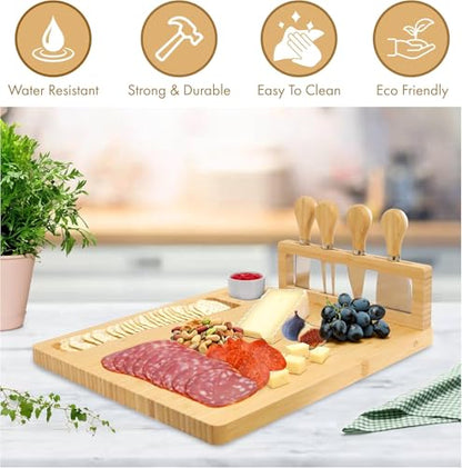 Personalized Cheese Board and Knife Set with Magnetic Holder | Serving Tray for Crackers, Meat, and Wine, Anniversary - style: Personalized Cheese Board Set with Magnet Hold