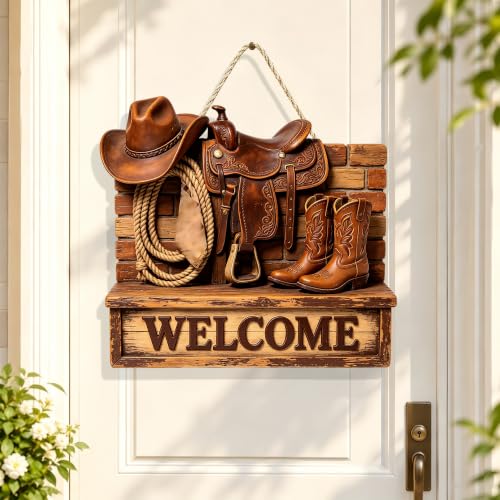 Wooden Welcome Sign for Outdoor, 7.08in Farmhouse Hanging Decor/MP-88 | Boots Design Plaque，Rope Hanging，Garden Ornament，Entryway Wall Decoration - color: MP-88