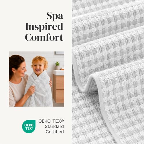Modern Threads 6 Piece Cotton Bath Towel Set – Ultra Soft 600 GSM Towels – Bathroom Set with Hand Towels and Washcloths – Waffle (White) - color: White, size: Standard, style: Waffle