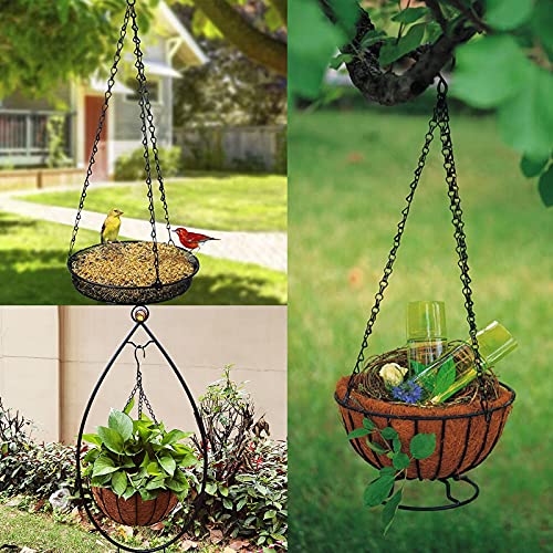 Benvo 16 inch Long Hanging Plant Chains Flower Pot Hangers with Clips and Hooks 3 Point Replacement Chain Holders for Baskets Bird Feeders Planters and Other Ornaments (Pack of 3, Black) - size: 16 inch Long