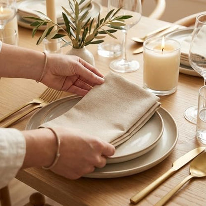 ACCENTHOME Accent Home 100% Cotton Napkins, Delicate Cloth Napkins for Dinners, Parties and Weddings，18 x 18 Inch Set of 6 - Natural | 100% Pure Cotton Napkins, Economy Pack, Multi Purpose Use, Machine Washable, Cotton - color: 17 - Natural - Twill, size: