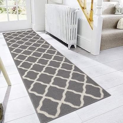 SHACOS Washable Kitchen Runner Rug 2'x8', Dirt Trapping Entryway Rug Runners, Non Slip Rubber Backing Hallway Carpet Runners Floor Mats, Light Gray - color: Light Gray, size: 2' x 8'