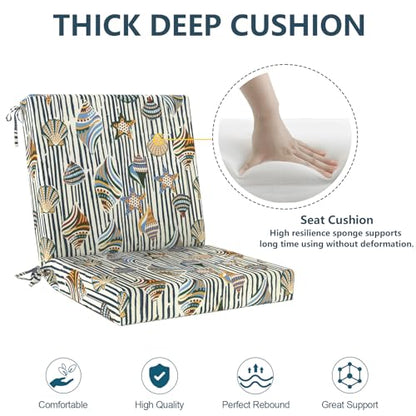 DYTXIII Outdoor Midback Chair Cushions Set of 2-20"x17" Water Repellent & Fade-Resistant Patio Seat Cushions with High-Resiliency Foam, Non-Slip Ties for Dining, Balcony Furniture-Crayon Shells - color: Crayon Shells