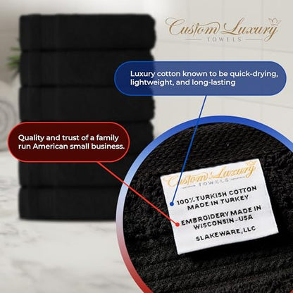 Personalized Bath Towels | Set of 2 | Choose from 12 Fonts | Genuine Turkish Cotton | Oeko-Tex Certified | Personalized Towels | Bathroom Towels - color: Black - Bath Towels